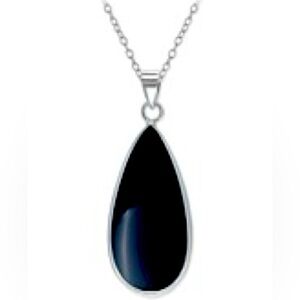 Giani Bernini Onyx Teardrop Pendant Necklace in Sterling Silver